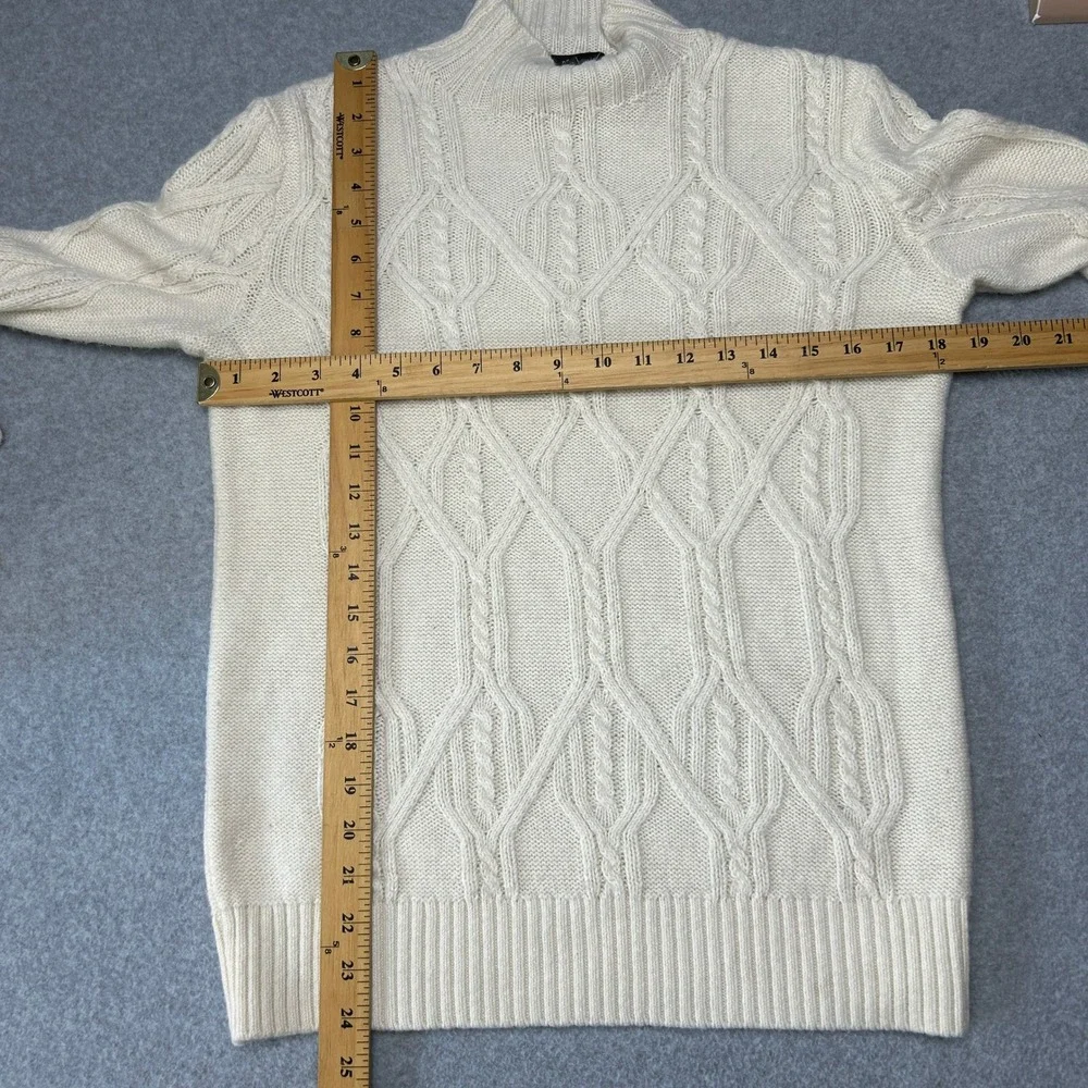 Banana Republic Womens XS Cable Knit Mockneck Sweater Cream Ivory‎ Cotton Blend